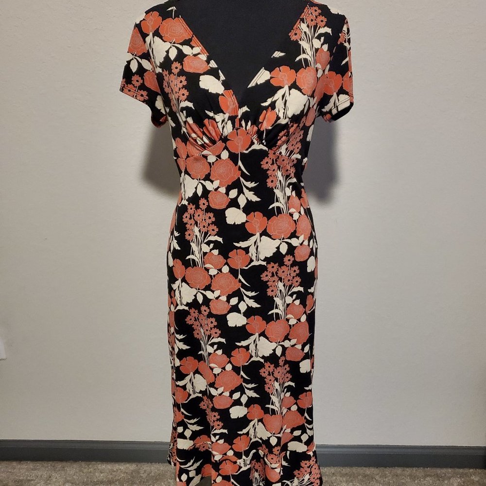 BCBG Paris Dress Black Orange Cream Floral